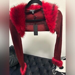 WIDOW BECOMING MINE FAUX FUR SHRUG SIZE SMALL